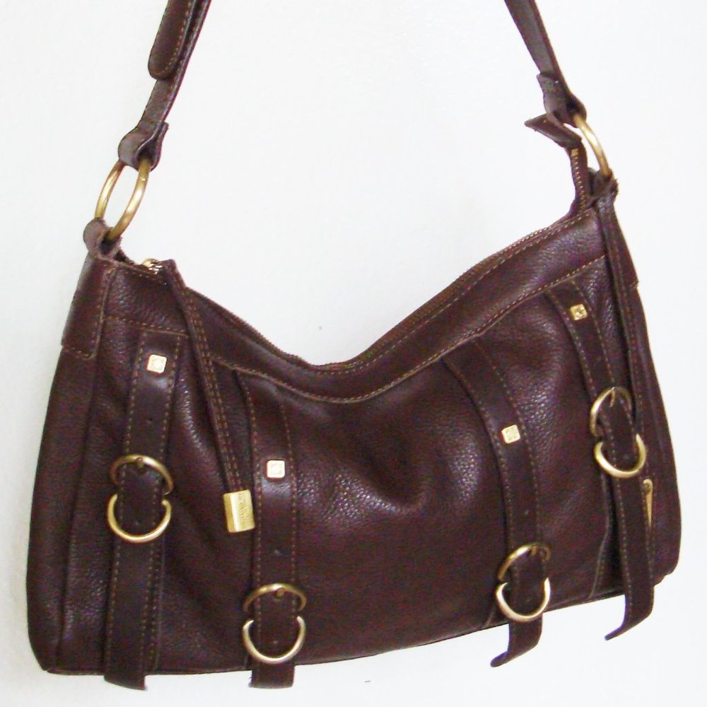 Kenneth Cole Brown Leather Equestrian Shoulder Bag
